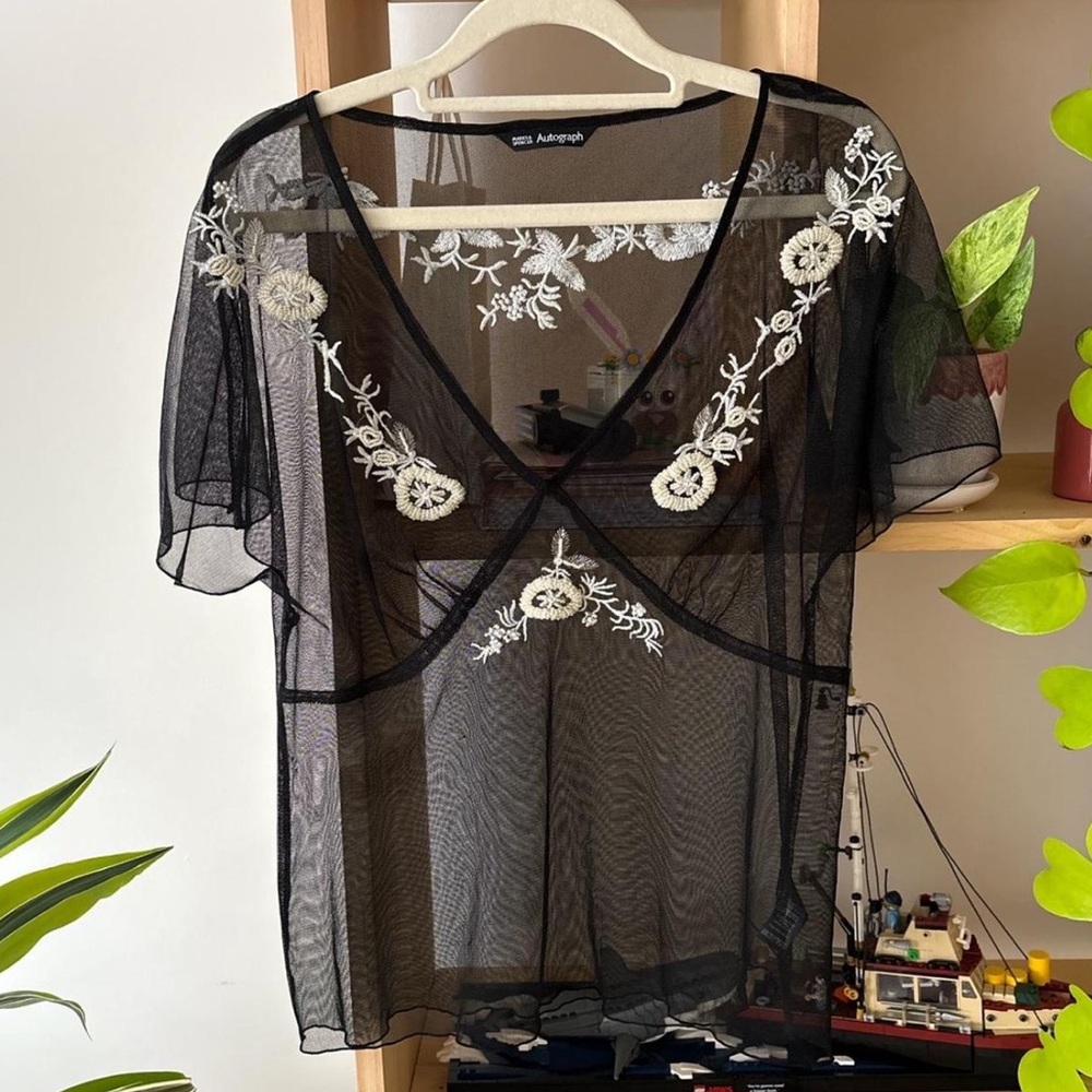 Vintage Mesh Embroidered Top